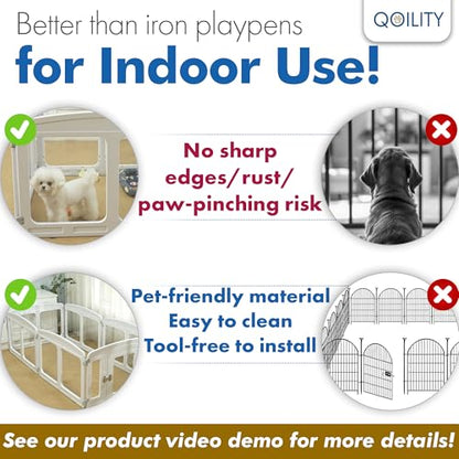 Clear Acrylic Dog Playpen Indoor, Height 24 inch, 4 Panels for Small and Puppy Dogs, Black - color: Black