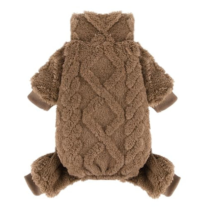 Dog Sweater Fleece Turtleneck Winter Dog Clothes for Small Dogs Girls Boy, Warm Fleece Puppy Pajamas Onesies, Pet Clothes Puppy Sweater Pjs, Doggy Jumpsuits Doggie Outfit, Browm, XXS - color: Browm, size: XX-Small (Chest 11in )