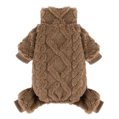 Dog Sweater Fleece Turtleneck Winter Dog Clothes for Small Dogs Girls Boy, Warm Fleece Puppy Pajamas Onesies, Pet Clothes Puppy Sweater Pjs, Doggy Jumpsuits Doggie Outfit, Browm, XXS - color: Browm, size: XX-Small (Chest 11in )