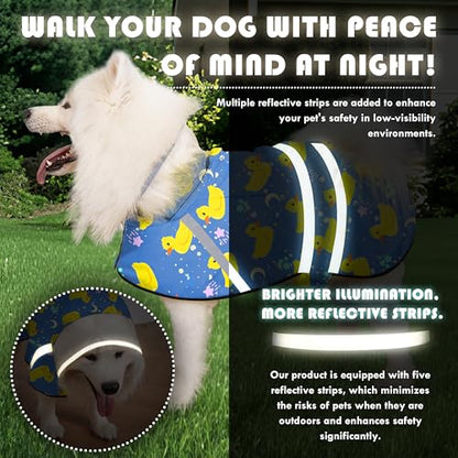 Dog Raincoat, Adjustable Rain Jacket with Hooded Double Layer for Large Medium Small Dogs Puppies, Lightweight Waterproof Rain Coat Poncho with Reflective Stripe Duck Blue,XL - color: Duck Blue, size: X-large
