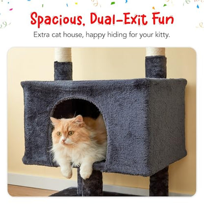 Cat Tree, Floor to Ceiling Cat Tower Adjustable Height [92.9-102.4in=235-258cm], 7 Tiers Cat Climbing Play House with Scratching Post, Cozy Condo&Hammocks for Indoor Cats, Smoky Grey - color: Smoky Grey