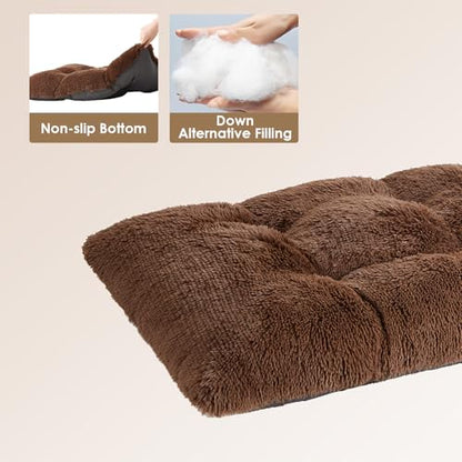 EHEYCIGA Fluffy Dog Crate Bed for Small Dogs, Plush Faux Fur Crate Pad, Calming Anti Anxiety Small Dog Bed, Washable Soft Warm Mat with Non-Slip Bottom, Coffee - color: Coffee, size: 23.6 x 17.5