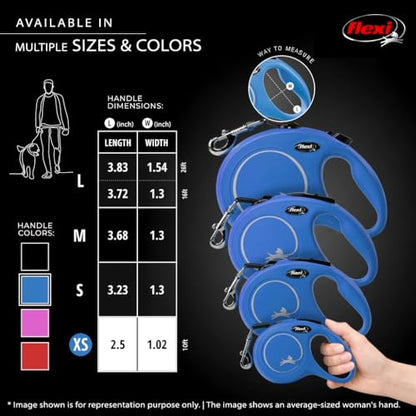 FLEXI New Classic Tape Extra Small Retractable Dog Leash for Small Dogs Upto 26 lbs. – 10 ft., Blue | Tangle Free Pet Walking Leash with One-Handed Brake, Pause, Lock|German Quality Product - color: Blue, size: X-Small - 10 Feet (Tape)