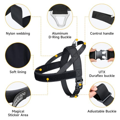 EXCELLENT ELITE SPANKER No Pull Dog Harness Padded Military Patrol Vest Adjustable Nylon Small Service Walking Dog Harness with Handle for Training Running(BLK-M) - color: BLK, size: M-(Chest 25.5-31.5")