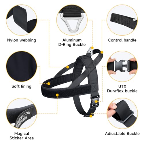 EXCELLENT ELITE SPANKER No Pull Dog Harness Padded Military Patrol Vest Adjustable Nylon Small Service Walking Dog Harness with Handle for Training Running(BLK-S) - color: BLK, size: S-(Chest 19.5-25.5")