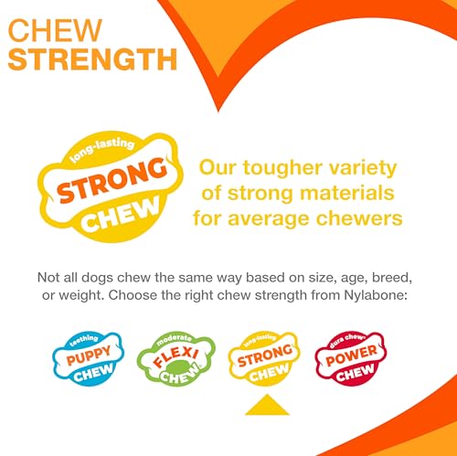 Nylabone Double Action Bone Strong Chew Toy for Dogs, Natural Rubber Dog Toy for Boredom, Peanut Butter Flavor, Large Dogs - Up to 50 lbs, 1 Count - size: Large
