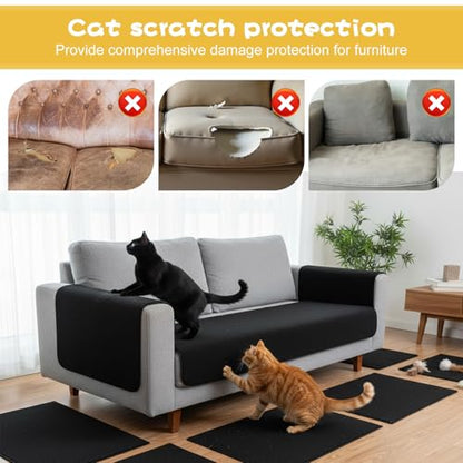 Cat Scratch Mat, Adhesive Trimmable Cat Scratching Climbing Carpet Mat Replacement for DIY Cats Tree Shelf Couch Corner Wall Cats Scratcher Furniture Protector (Black, 120 x 15.8 Inches)