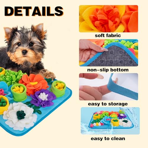 Snuffle Mat for Dogs, Sniff Mat Slow Feeding Mat for Small Pets Cats, Rabbits - Help Stress Relief and Training - Stimulate Your Pet's Foraging Skills! (Sky Blue) - color: Sky Blue