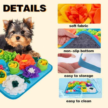 Snuffle Mat for Dogs, Sniff Mat Slow Feeding Mat for Small Pets Cats, Rabbits - Help Stress Relief and Training - Stimulate Your Pet's Foraging Skills! (Sky Blue) - color: Sky Blue