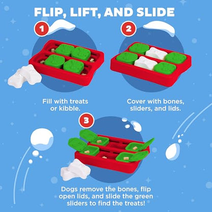 Outward Hound by Nina Ottosson Holiday Dog Brick Treat Puzzle Dog Toy, Level 2 Intermediate, Red, Small - color: Holiday Dog Brick (Red, White, Green)
