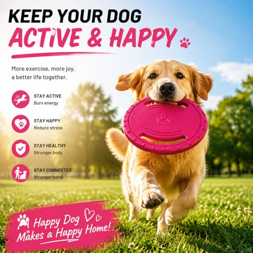 Dog Flying Disc, Durable Soft EVA Flying Ring for Aggressive Chewers, Interactive Fetch & Training Toy, Floats in Water, Safe on Teeth & Gums, Beach Pool Play (Red) - color: Red