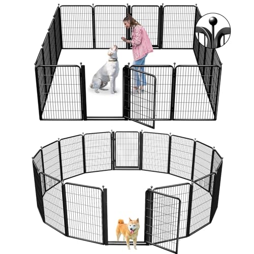 Dog Playpens with Low Threshold Gate, 40 Inch 16 Panels Heavy Duty Outdoor Dog Play Pen, RV Camping Yard Indoor Puppy Playpen Portable Pet Pen Fence for Large/Medium/Small Dogs - color: 14 Panels+2 Large Gate