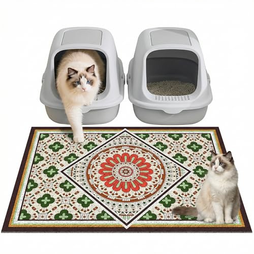 Extra Large Cat Litter Mat 30"x24",Heavy-Duty Litter Rug Catcher with Deep Textured Surface,Non-Slip Kitty Litter Mat Waterproof & Easy Clean, Ideal for Multiple Cats - color: Dark Green, size: 30“ x 24”
