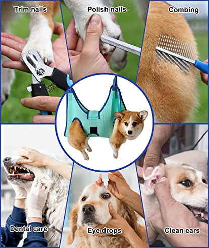Kkiimatt Dog Grooming Hammock Harness, Hanging Harness Holder for Nail Clipping, Nail Trimming Hammock with Wide Strap, Grooming Sling Hanger Restraint Bag for Claw Care (XX-Large 65 LB Max/Turquoise) - color: XX-Large 65 LB Max/Turquoise