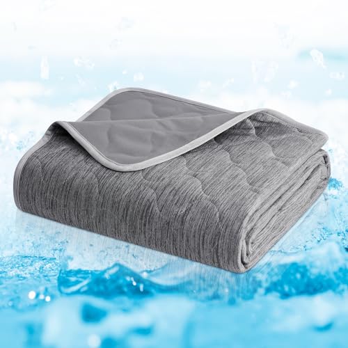 Cozy Bliss Deluxe Leakproof Cooling Blanket for Large Dogs Q-Max 0.46, Soft & Durable Washable Pet Cooling Mat for Hot Weather, Livingroom, Couch & Bed Protector for Cats, Charcoal Grey, 40"x60" - color: Heather Charcoal Grey, size: 40*60