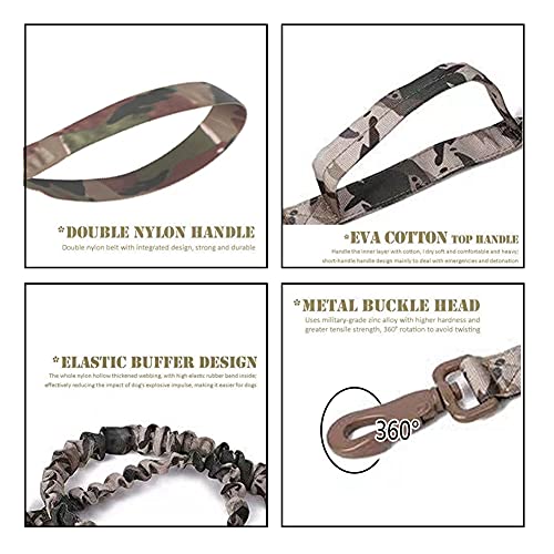 Tactical Dog Collar and Leash Set Adjustable Military Nylon Dog Collar with Control Handle and Heavy Duty Metal Buckle for Large Dogs（Camo S - color: Camo SET(collar+leash), size: Small (Pack of 1)