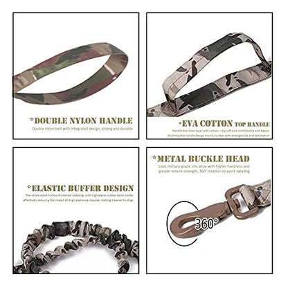 Tactical Dog Collar and Leash Set Adjustable Military Nylon Dog Collar with Control Handle and Heavy Duty Metal Buckle for Large Dogs（Camo S - color: Camo SET(collar+leash), size: Small (Pack of 1)