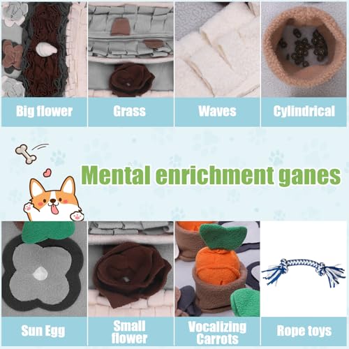 Snuffle Mat for Dogs Large Breed - 32'' X 20'' Washable Durable Sniff Mat for Slow Feeding Training, Enrichment Puzzle Toy for Mental Stimulation & Stress Relief - color: Gray-Black