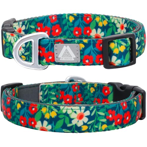 Small Dog Collar with Reflective Logo and Soft Padded Neoprene,Floral Print Design, Adjustable,Lightweight & Durable, Neck Size 9’’-14’’ (Floral, S) - color: Floral, size: S (Neck 9''– 14'')