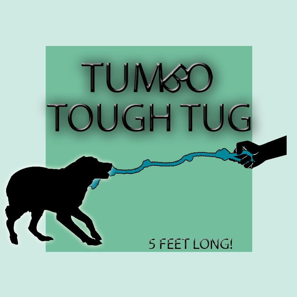 Tumbo Tough Tug Rope Dog Toy - (5 ft Long Strong and Durable Rope Pull Toy with Handle) TUG of WAR Dog Toy (Bahama Blue) - color: Bahama Blue