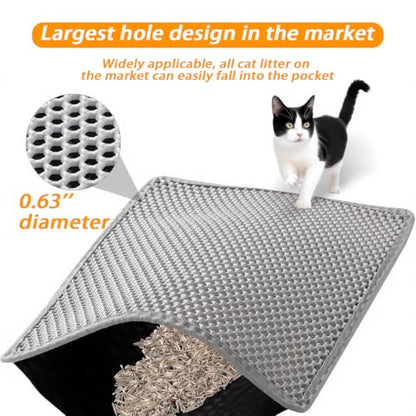 Large Cat Litter Mat, 46x28 Inches Extra Large Double Layer Honeycomb Cat Litter Trapping Mat, Non Slip Waterproof Urine Proof Mat, Scratch Resistant Durable Litter Rug - color: Grey 46"x 28"(2026 Upgrade Edition)+Gloves