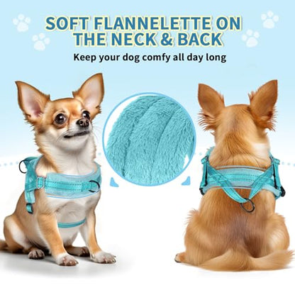 SlowTon No Pull Small Dog Harness and Leash Set, Puppy Soft Vest Harness Neck & Chest Adjustable, Reflective Lightweight Harness & Anti-Twist Pet Lead Combo for Small Medium Dogs (BL-Front Clip,XS) - color: B-Teal - With Front Clip, size: X-Small