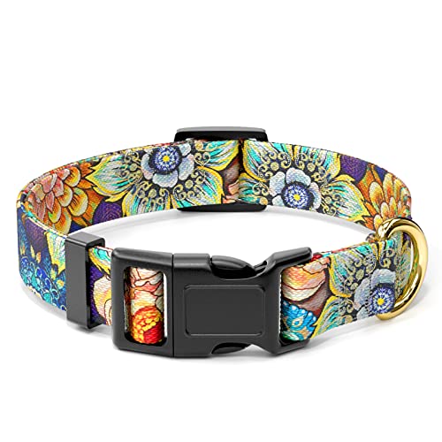 Rnivvi Dog Collar for Medium Dogs, Cute Heavy Duty Adjustable Puppy Collar with Quick Release Buckle for Boy Girl & Female, Pet Accessories for Walking Running, M Length 1" Width, Colorful Mandala - color: Colorful Mandala, size: M (Neck 14-20", Width 1")