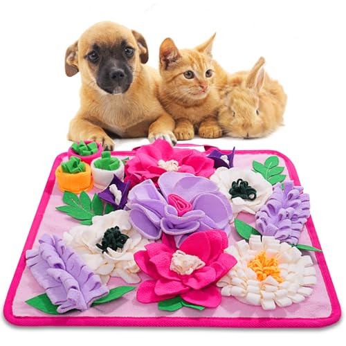 Snuffle Mat for Dogs,Dog Feeding Mat Sniff Mat Interactive Dog Puzzle Mat for Training and Stress Relief Encourages Natural Foraging Skills (Pink) - color: pink