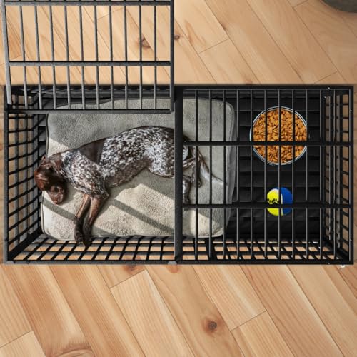 Extra Large Dog Crate for Large Dogs, 64 inches Heavy Duty Dog Crate,Indestructible Dog Kennel for High Anxiety Dogs, Lockable Wheels, Double Door, Removable Tray - size: 64''