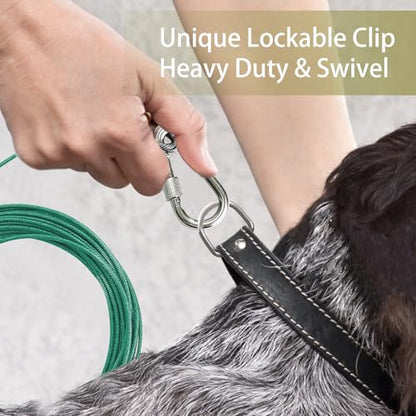 Dog Tie Out Cable 30 Feet - Dog Leads for Yard Heavy Duty - Up to 125 Pounds, Stainless Steel, Reflective Lead, 30ft Rust Free Chain Outdoor (Green) - color: Green-30FT