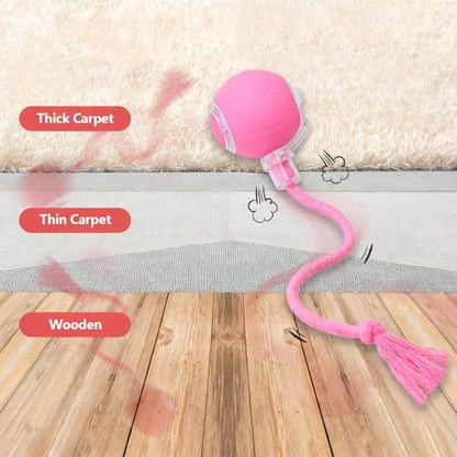 FUNNYDUCK Speed 2.0 Tail Interactive Cat Toy – Motion-Activated Rolling Ball with Chirping Sounds, USB Rechargeable Smart Ball Toy for Indoor Cats & Kittens, Enrichment & Exercise - color: Pink