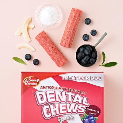 SuperPaw Dental Chews for Dogs - Blueberry Flavor, Antioxidant Support - Healthy Dog Dental Treats for Teeth and Gum Cleaning, Natural Chew Toy Alternative, Dog Chews - Large, 15 Treats - size: 15 Count (Pack of 1)