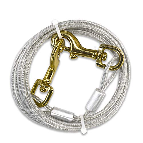 Four Paws Heavy Weight Tie Out Cable Silver 10 Feet (Pack of 3) - size: 10 Feet (Pack of 3)