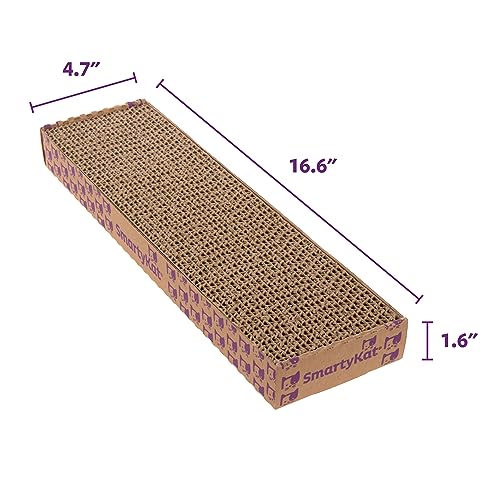 SmartyKat Super Scratcher Corrugated Cat Scratcher and Scratch Pad for Cats, Catnip Infused with Catnip, Scratchers for Indoor Cats and Kittens, Cardboard Scratching Post - size: One Size, style: Rectangle Scratcher