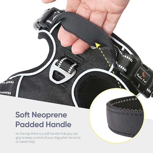 HEELE Dog Harness Dog Harness Small Dog No Pull Harness with Soft Handle Reflective Harness Adjustable, Black, XS - color: Black, size: XS