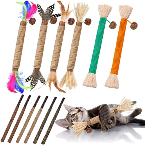 Cat Toys 12Pack Silvervine Chew Stick 12Pack Kitten Treat Catnip Toy Kitty Natural Stuff Catnip Matatabi for Cleaning Teeth Indoor Dental Snack Interactive - size: 12Pack