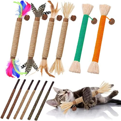 Cat Toys 12Pack Silvervine Chew Stick 12Pack Kitten Treat Catnip Toy Kitty Natural Stuff Catnip Matatabi for Cleaning Teeth Indoor Dental Snack Interactive - size: 12Pack