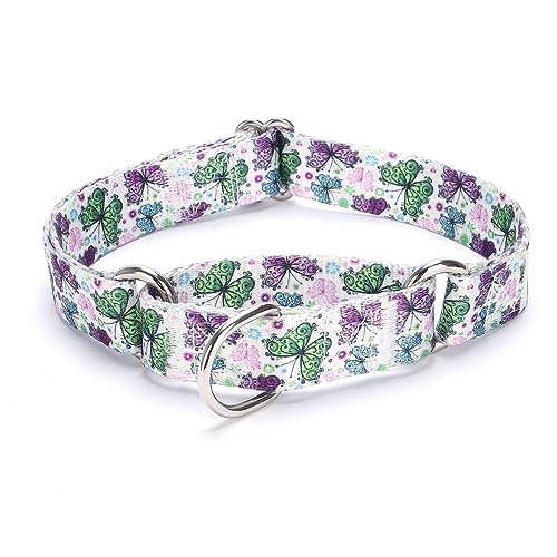 Martingale Dog Collars - Flower Multicolor Cute Patterns, Adjustable Nylon Training Dog Collar Suitable for Boy and Girl Dogs Medium Large Dogs (M, Purple1) - color: Purple1, size: M