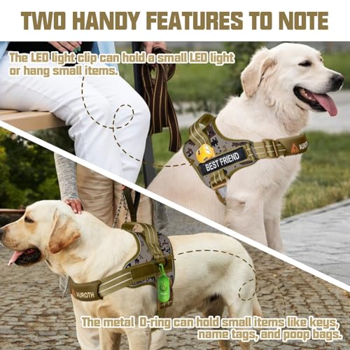AUROTH Dog Harness and Leash Set, Soft Padded Service Dog Vest with 5.25FT Dog Leash, No Choke, Easy On Pet Vest, Adjustable Reflective No Pull Pet Vest Medium Sized Dog, Easy Walking and Training - color: Desert Camo, size: Medium
