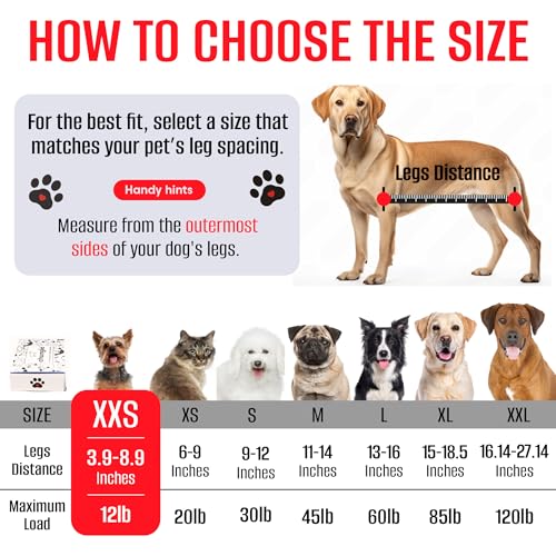 Dog Grooming Hammock for Cats – Pet Restraint for Nail Trimming with Pet Nail Clipper – Dog Sling for Grooming, Pet Hammock for Nail Cutting & Grooming Harness (Legs Spacing: 3.9-8.9”)/Max W:12lb) - size: XXS(leg spacing: 3.9-8.9")/8pound)