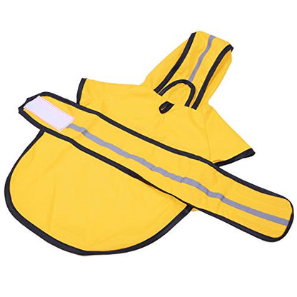 HDE Dog Raincoat Jacket Reflective Adjustable Hooded Pet Poncho Rain Coat with Leash Hole for Small to X-Large Dogs Yellow - S - color: Yellow, size: Small
