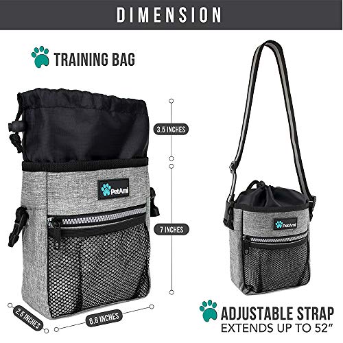 PetAmi Dog Treat Pouch, Pet Treat Pouch for Training, Dog Walking Bag Holder for Kibbles, Pet Food Toy, Dog Trainer Essentials Supplies, Poop Bag Dispenser, 3 Ways to Wear (Heather Gray) - color: Heather Gray