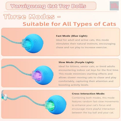 New Upgraded Cat Ball Toy - Speedy Tail 2.0 Cat Toy, Interactive Cat Toy Ball, Stimulating Toys and Juguetes para Gatos, Cat Toys for Bored Indoor（Sound Switchable） (Blue) - color: A-Blue