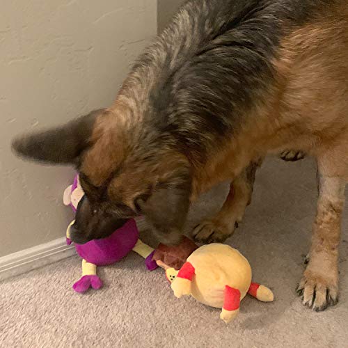Jalousie Dog Squeaky Toys Value Set Non-Toxic Squeaky Balls Toss Fetch TPR Rubber Puppy Toys Spikey Dog Chew Toy for Small Medium Breed Pet Toys for Puppy (3 Pack 2-in-1 Plush) - color: 3 Pack 2-in-1 Plush