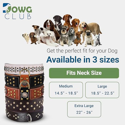 Genuine Leather ‘Cupola’ Series Dog Collar | Rhinestone | Soft, Cushion Padding, Handmade | Best for Medium, Large, XL Breeds (XL (Neck Size 22.5"-25.5"),Cherry - Silver Crystal Stones) - color: Cherry - Silver Crystal Stones, size: XL (Neck Size 22.5"-25