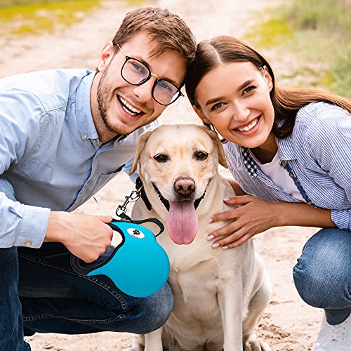 16 ft Retractable Dog Leash for Large Dogs up to 110 lbs,Tangle-Free Nylon Tape,Blue L - color: blue, size: Large