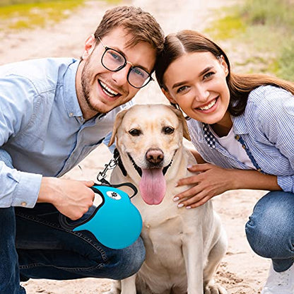 16 ft Retractable Dog Leash for Large Dogs up to 110 lbs,Tangle-Free Nylon Tape,Blue L - color: blue, size: Large