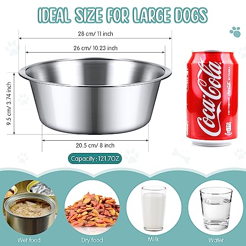 Yahenda 6 Pcs Stainless Steel Metal Dog Bowls Bulk Replacement Basic Thickened Pet Bowls for Small Medium Large Dogs, Dishwasher Safe(11 Inch) - size: 11 Inch
