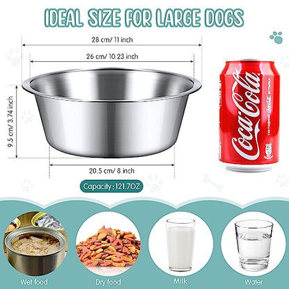 Yahenda 6 Pcs Stainless Steel Metal Dog Bowls Bulk Replacement Basic Thickened Pet Bowls for Small Medium Large Dogs, Dishwasher Safe(11 Inch) - size: 11 Inch