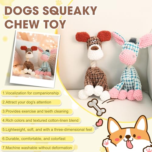 Indestructible Dog Toys,New Dog Toys for Aggressive Chewers,Squeaky Durable Chew Toy for Indoor Pups Teething,Puppy Teething Toys (Brown Dog) - color: Brown dog